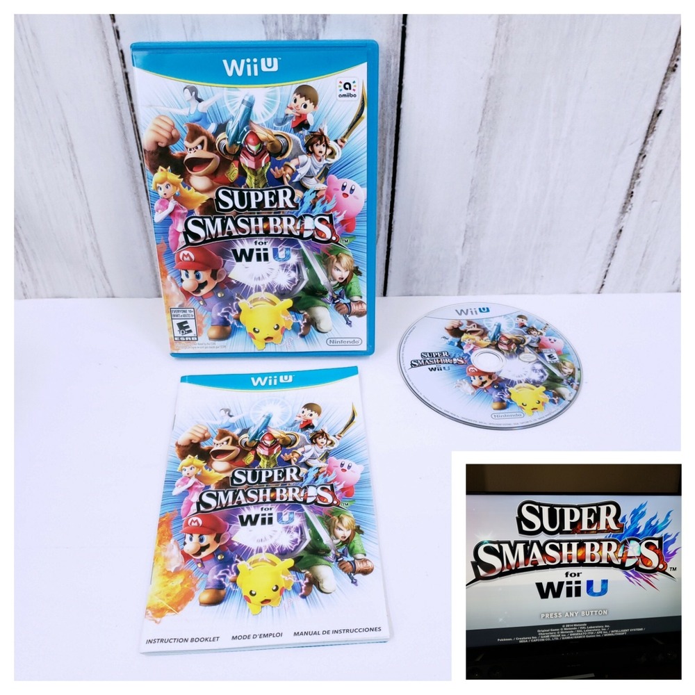 Super Smash Bros Nintendo Wii U 2014 Complete CIB Tested 101986A Fighting Game